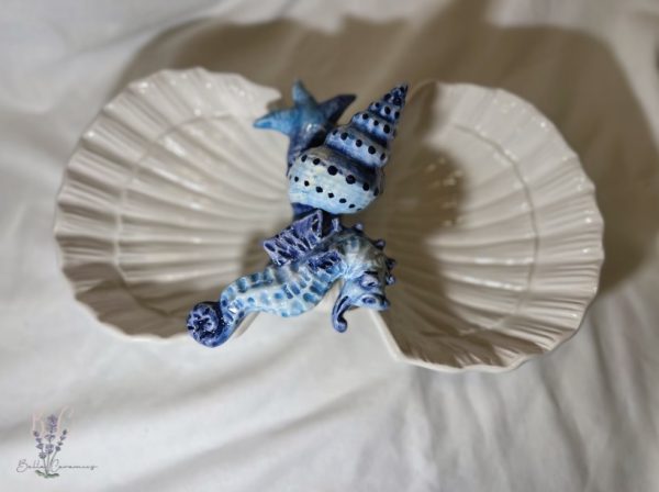Schelpen dubbel kommetje zeepaard