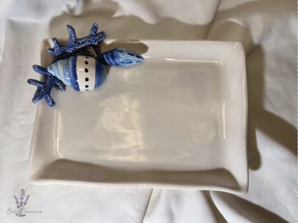 Klein servet bord blauw koraal