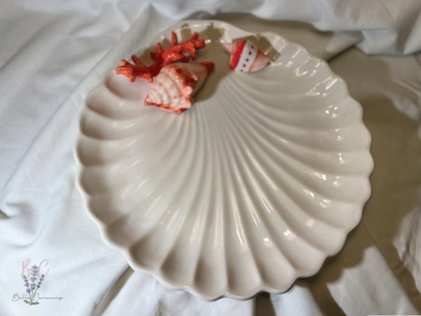 Schelpen bord rood koraal
