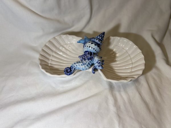 Schelpen dubbel kommetje zeepaard