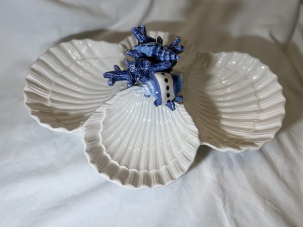 Zeeschelpen vierdubbel kommetje blauw koraal