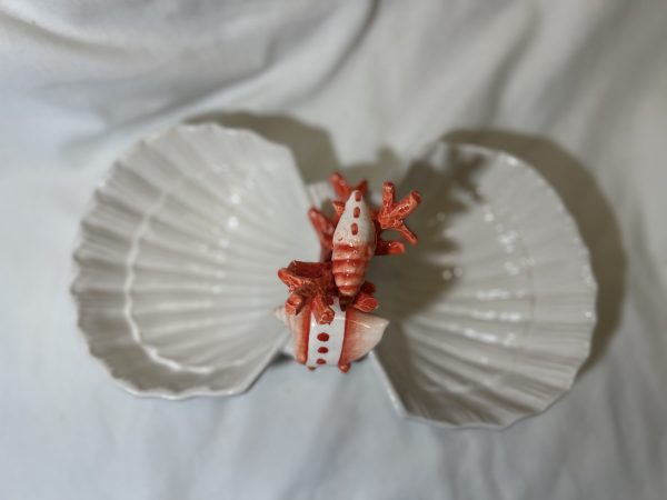 Koraal schelpen dubbel kommetje rood