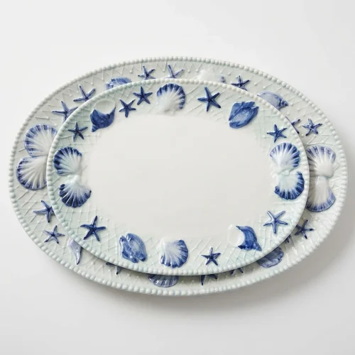 Kleine schaal blauw schelpen
