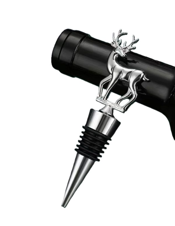 Herten flessenstopper - wijnkurk zilver