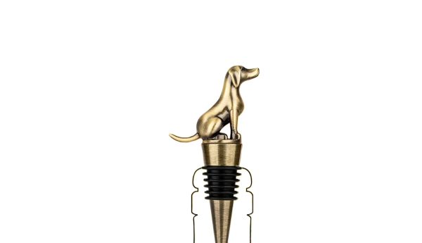 Hond flessenstopper - wijnkurk goud