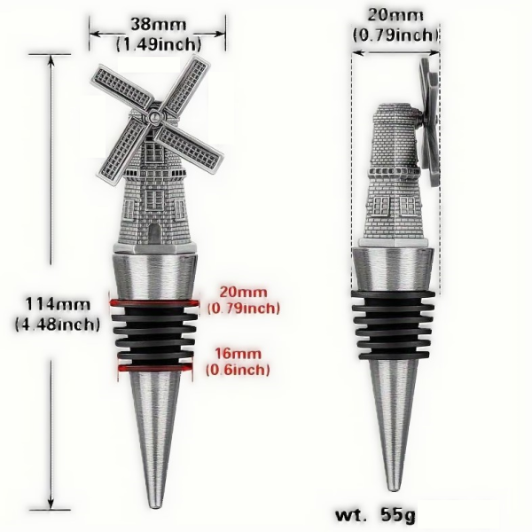 Windmolen flessenstopper - wijnkurk goud