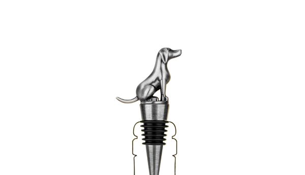 Hond flessenstopper - wijnkurk zilver