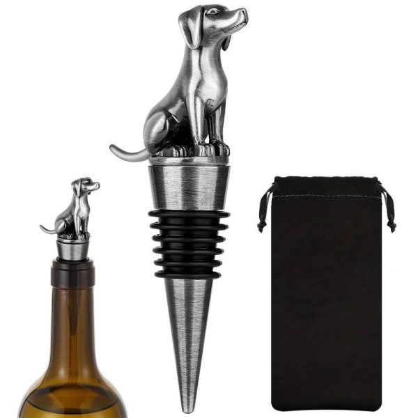 Hond flessenstopper - wijnkurk zilver