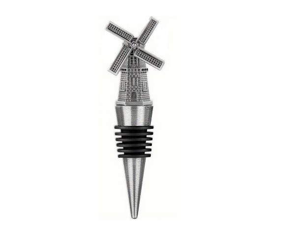 Windmolen flessenstopper - wijnkurk zilver