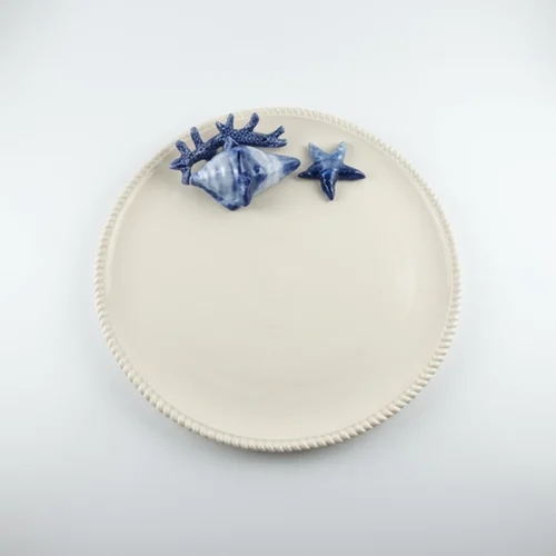 Rond bord blauw koraal