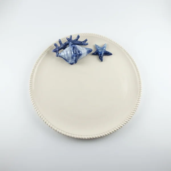 Rond bord blauw koraal