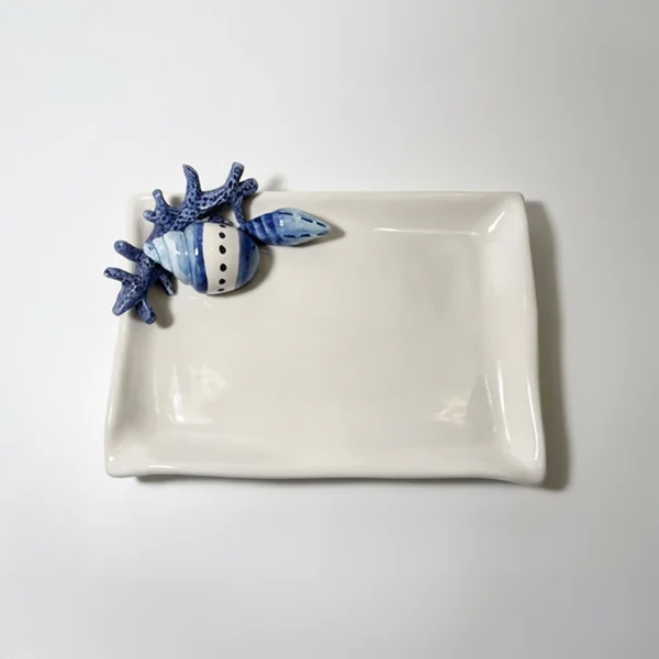 Klein servet bord blauw koraal
